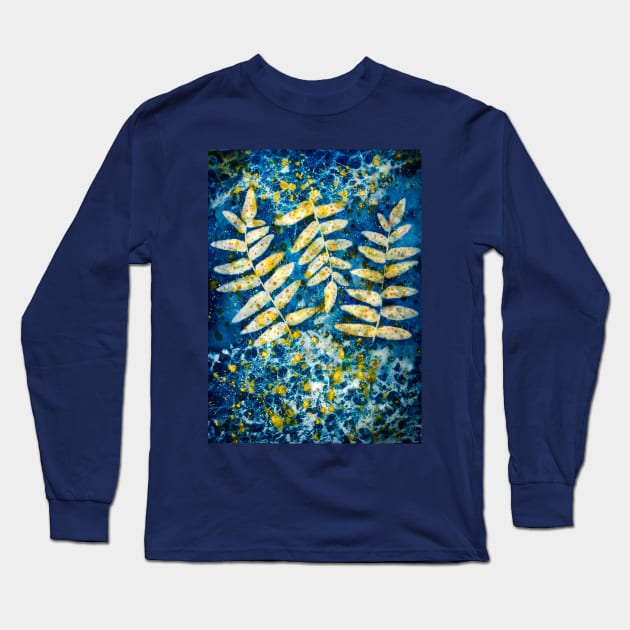 Botanical cyanotype 1 Long Sleeve T-Shirt by redwitchart